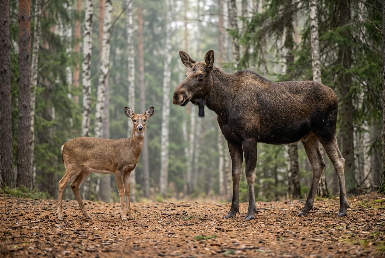 Deer vs moose: size comparison