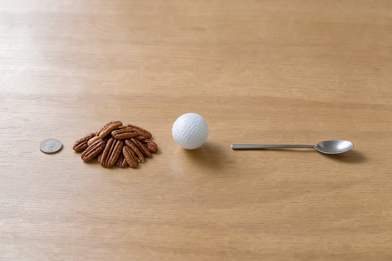 What does 35 grams of pecan halves look like?