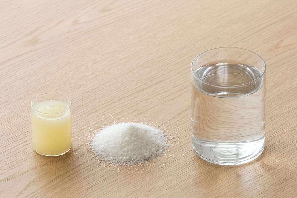 2 cup of lemon juice vs 1.75 cup of granulated sugar vs 13 cup of water: size comparison