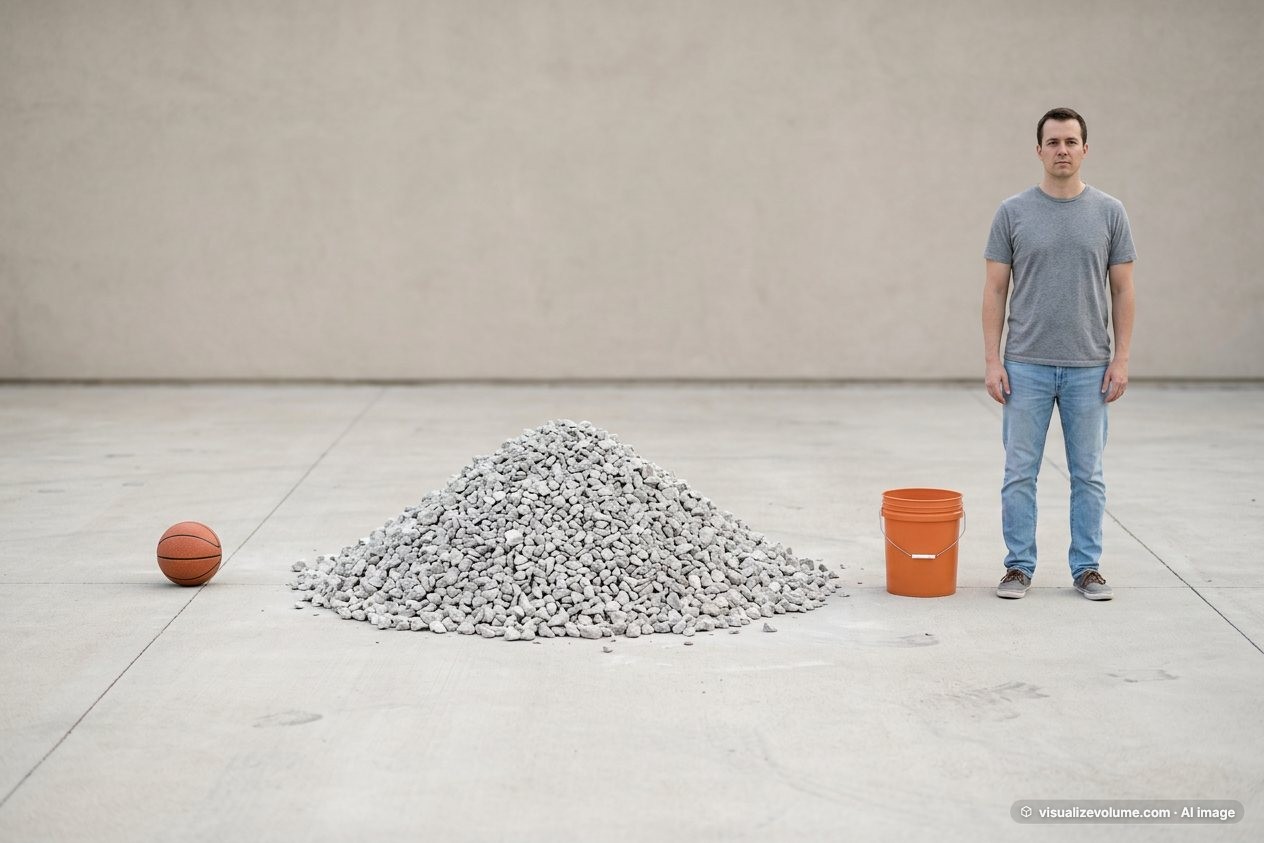 Crushed limestone, in “What does 1 cubic yard of crushed limestone look like?”