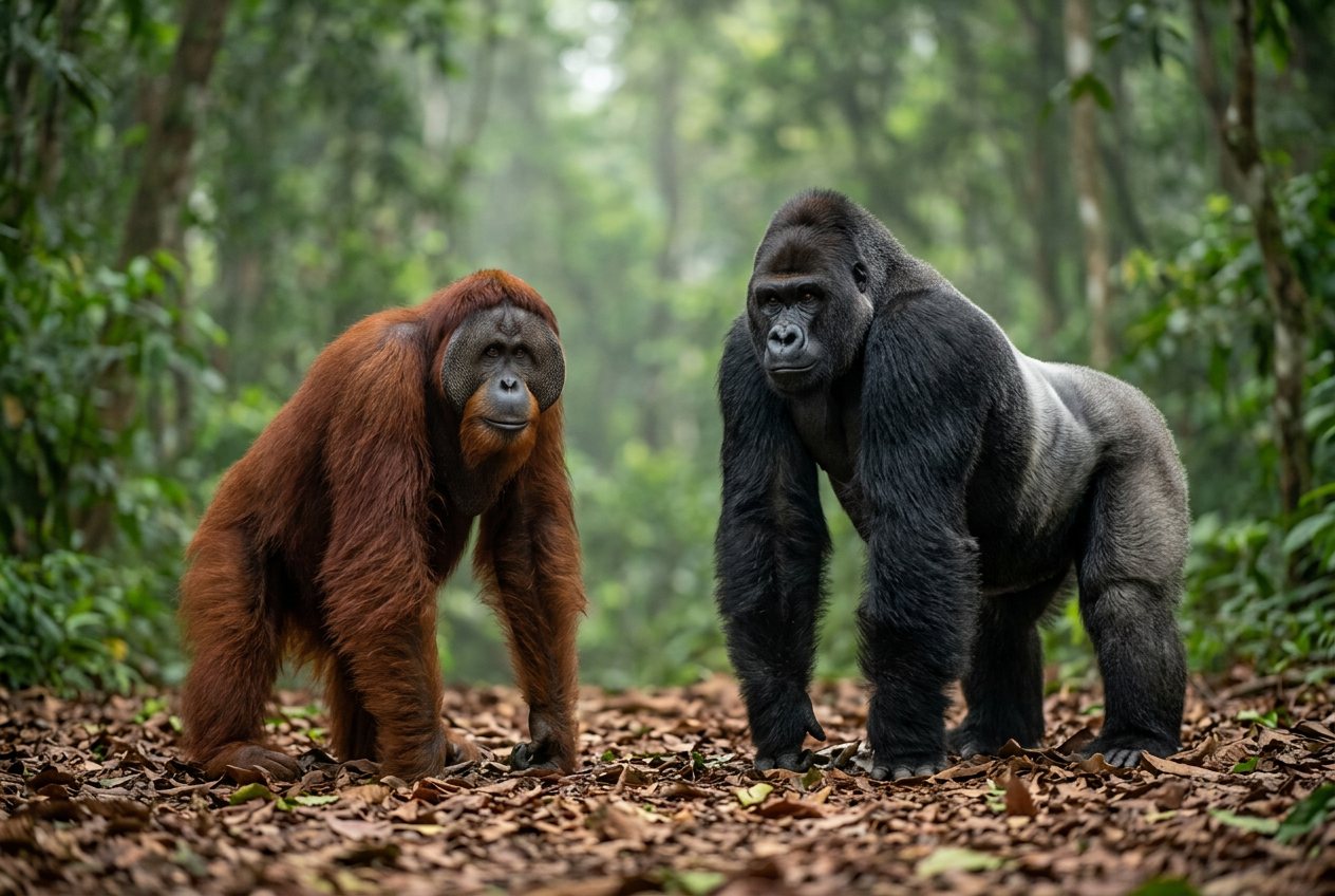 Orangutan vs gorilla: size comparison