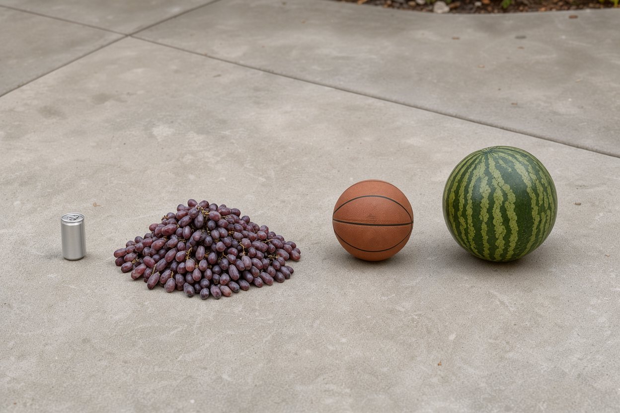 How many grapes weigh as much as a watermelon?