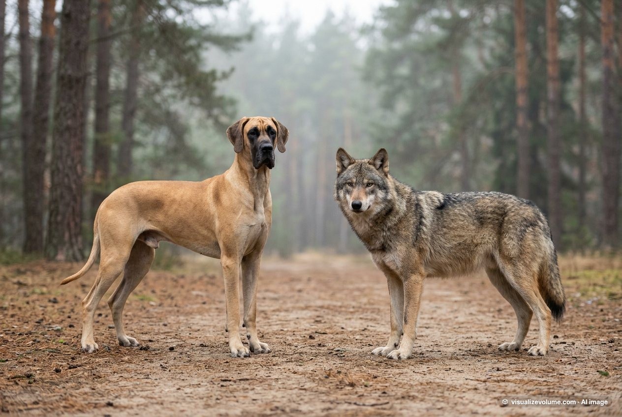 Great dane vs wolf: size comparison