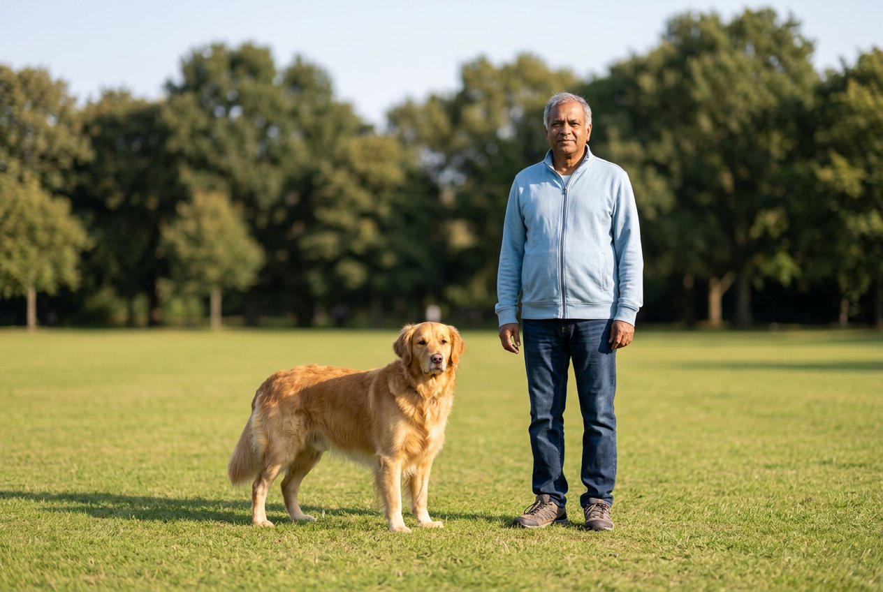 Golden retriever vs person: size comparison