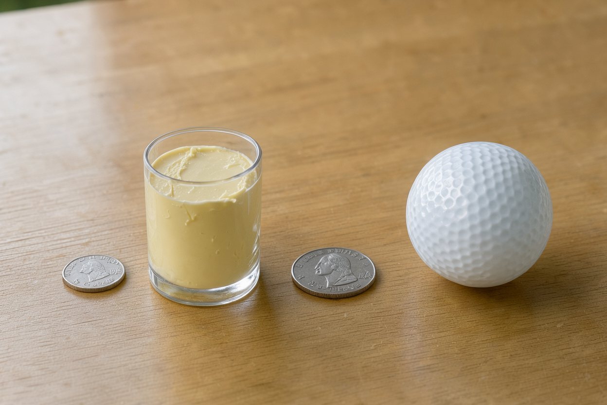 What does 2 tablespoons of butter look like?
