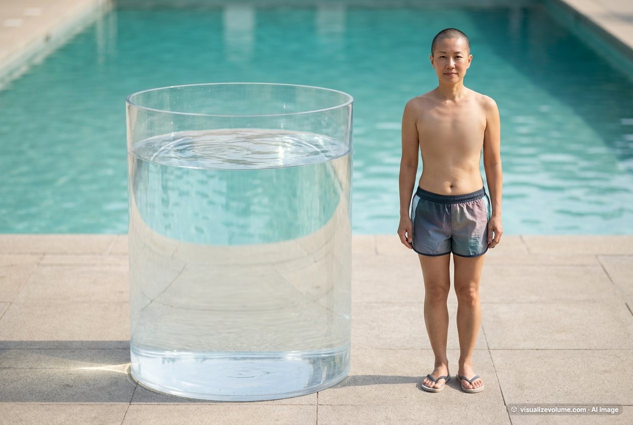 1,120 L of water vs person: size comparison