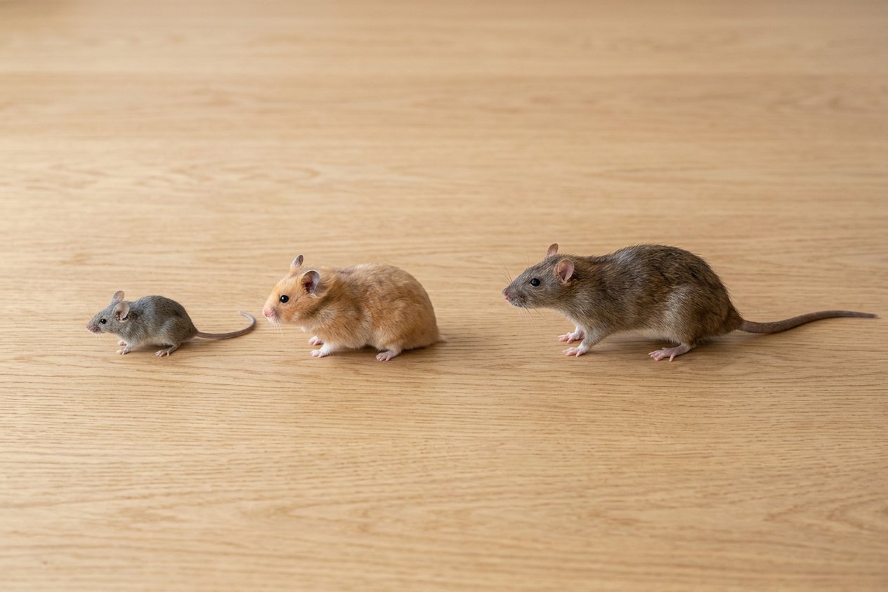 Mouse vs hamster vs rat: size comparison