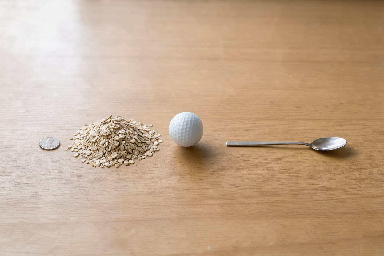 What does 40 grams of rolled oats look like?