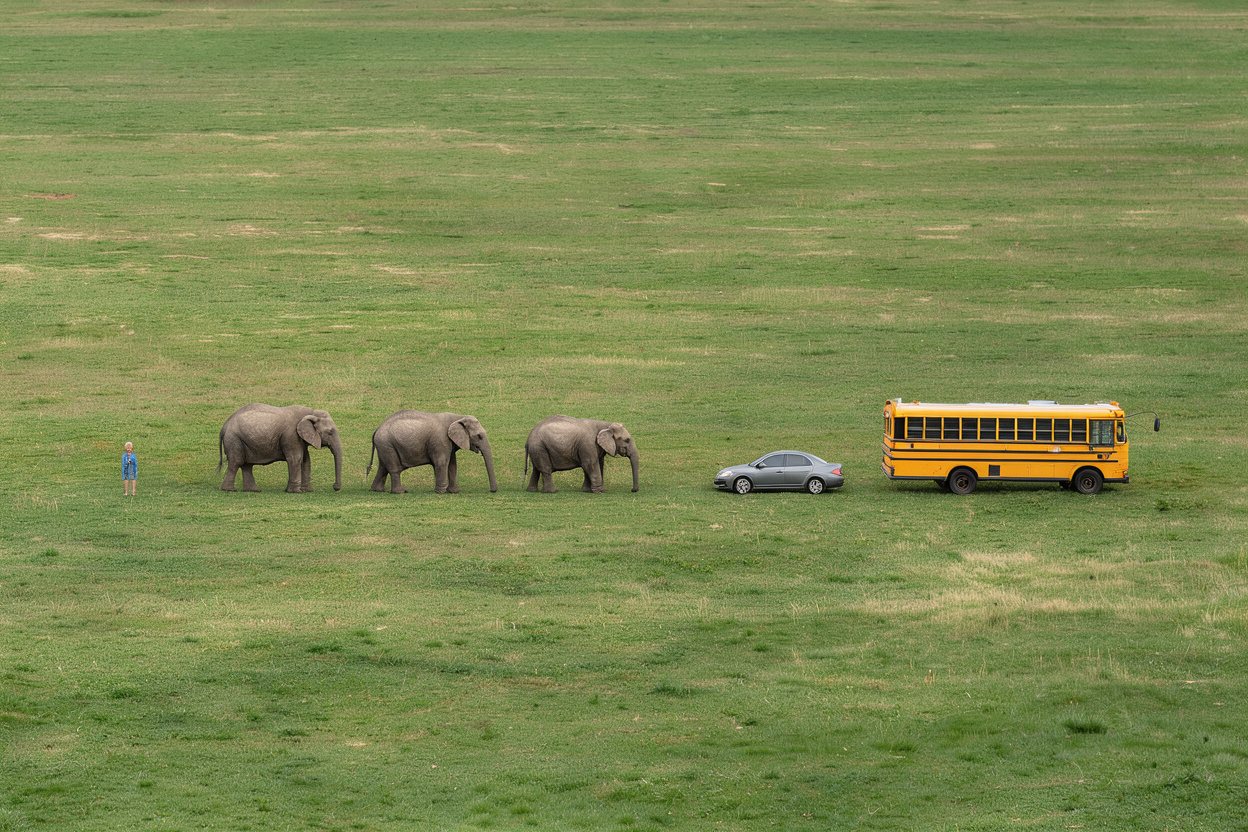 What do 3 elephants look like?