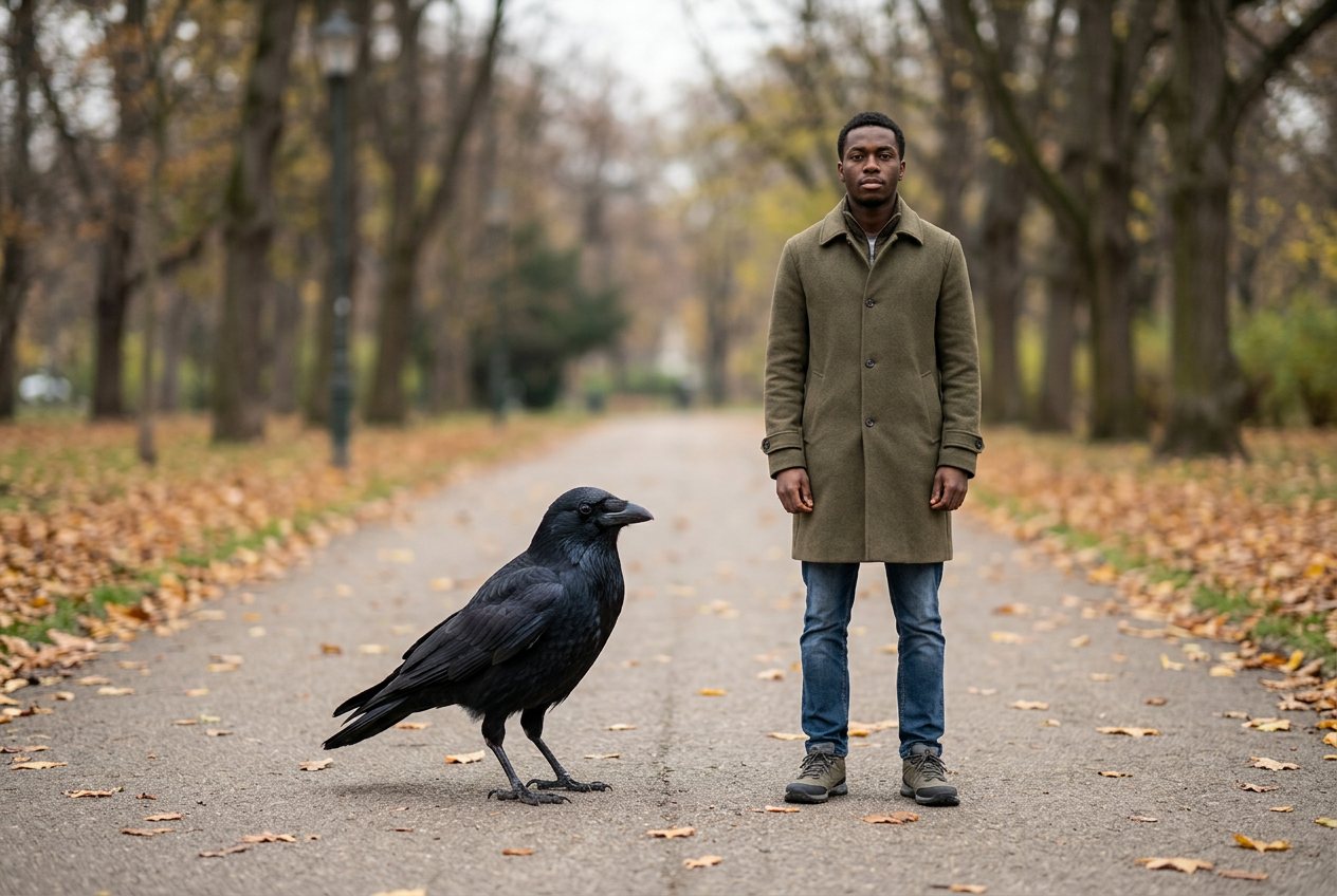 Crow vs person: size comparison