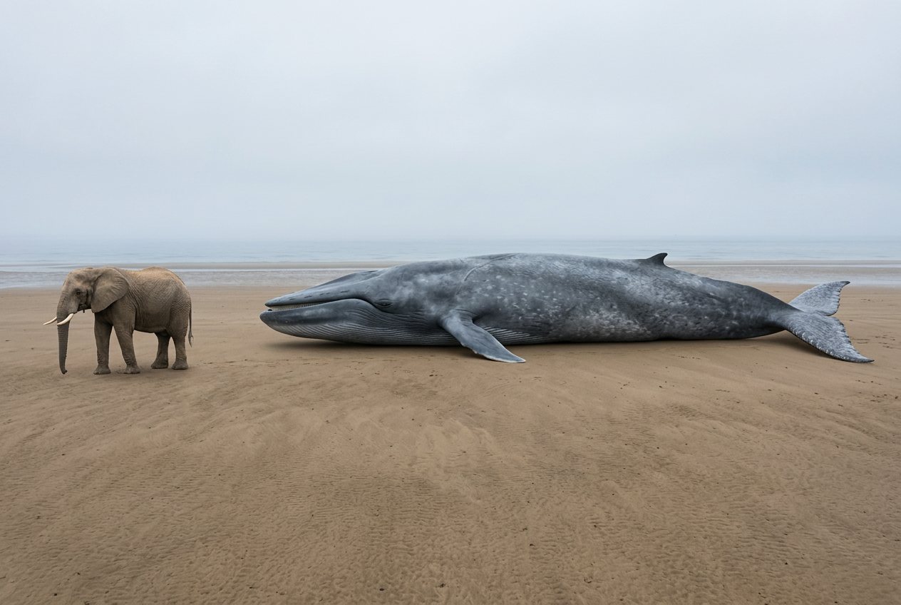 Elephant vs blue whale: size comparison