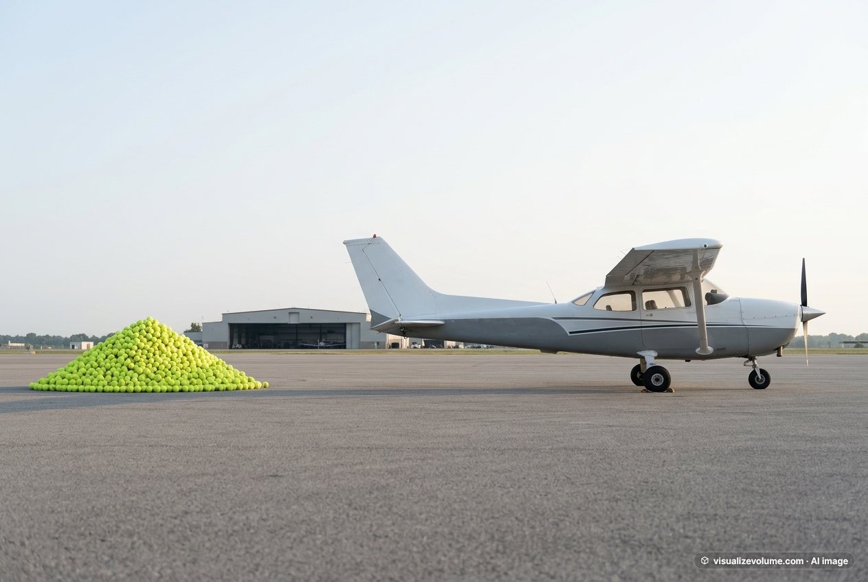 Tennis ball, in “How many tennis balls would fill an airplane?”