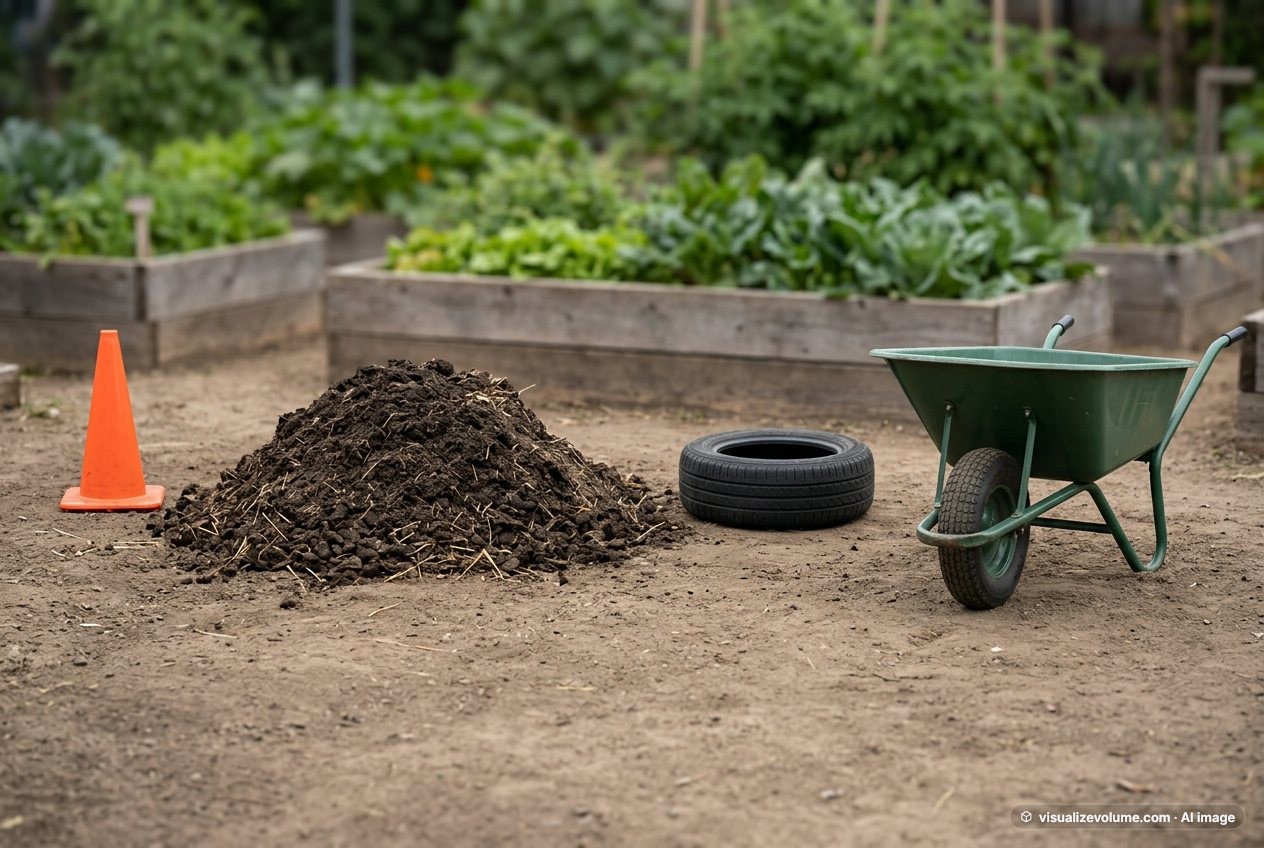 Mushroom compost, in “What does 1 cubic yard of mushroom compost look like?”