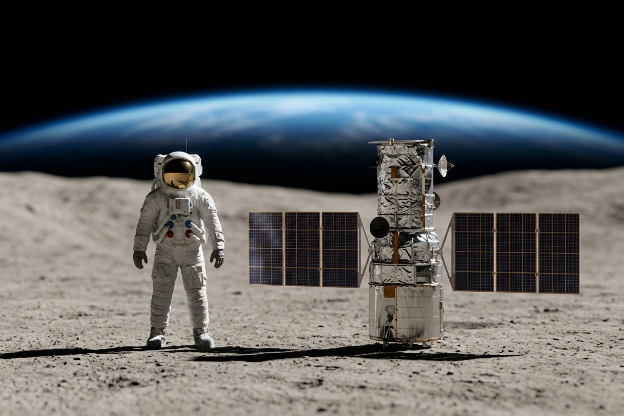 Astronaut vs satellite: size comparison