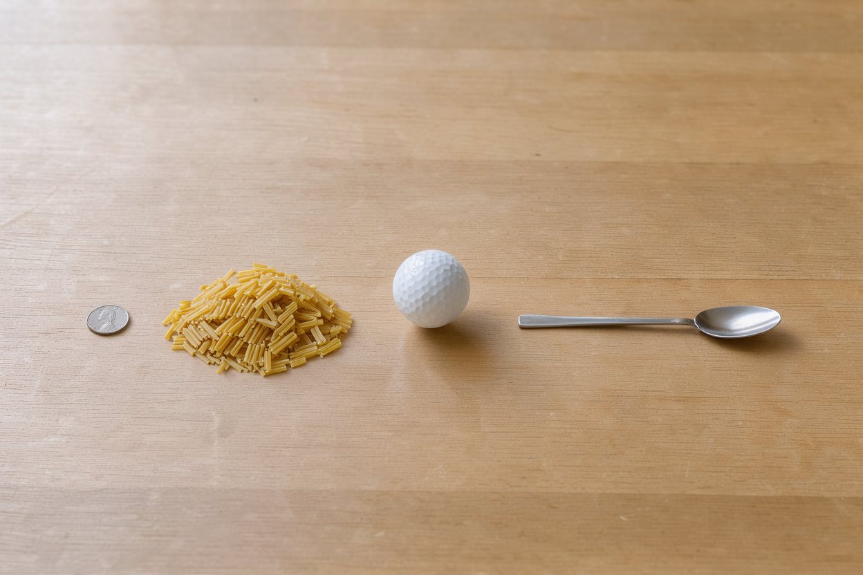 What does 2 ounces of dry pasta look like?