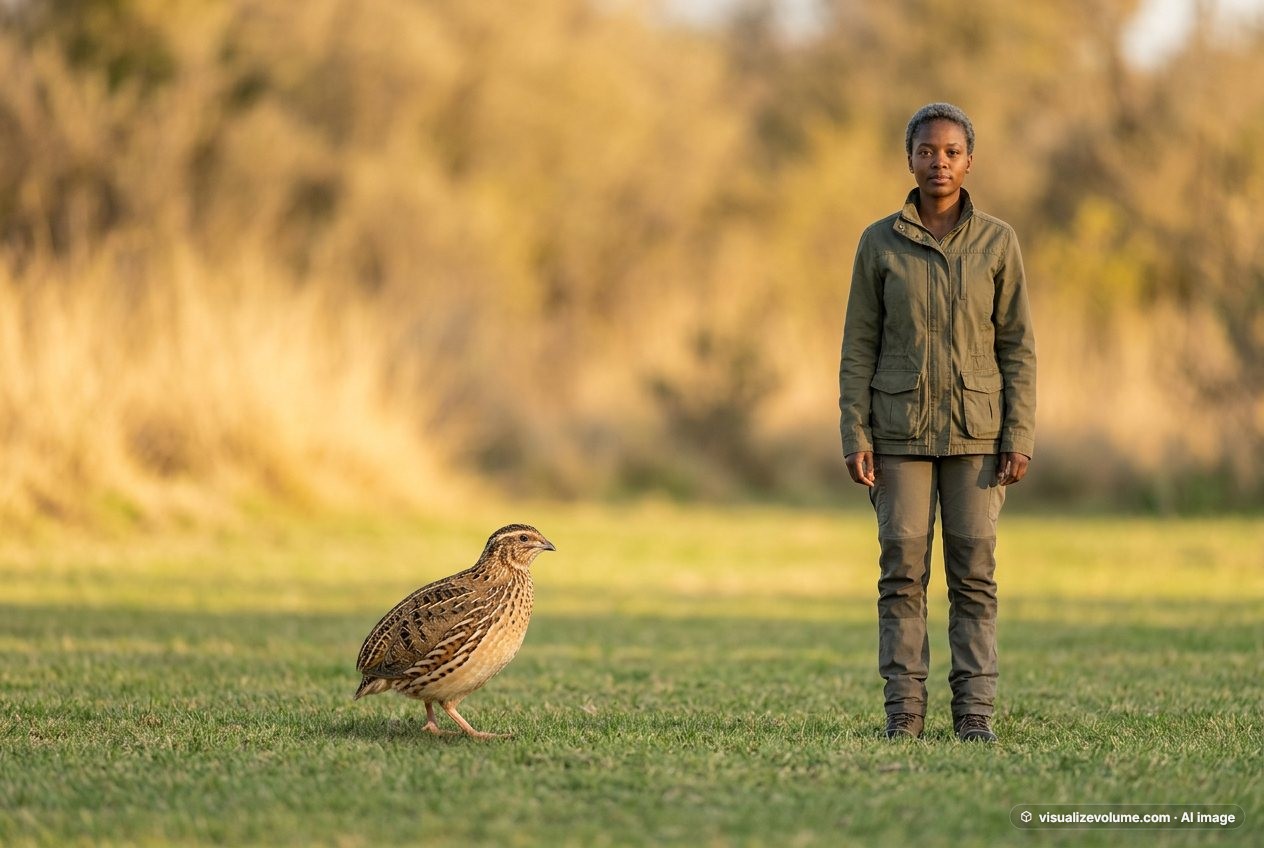 Quail vs person: size comparison
