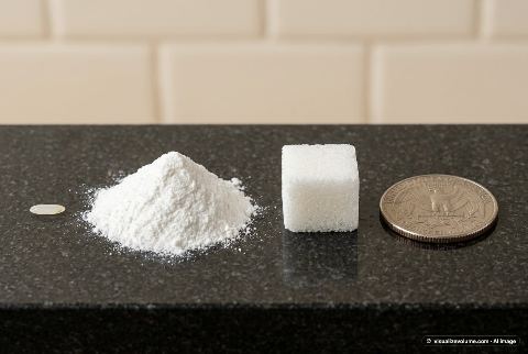 Sugar cube, in “What does 1 teaspoon of baking powder look like?”