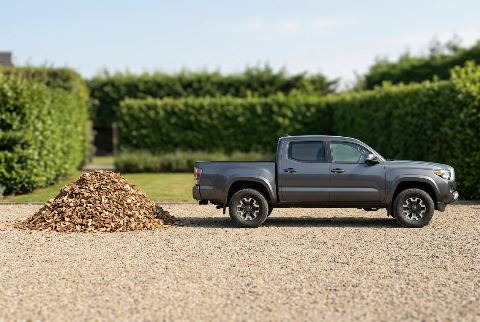 Full-size pickup truck, in “2 yd³ of wood chips vs pickup truck”
