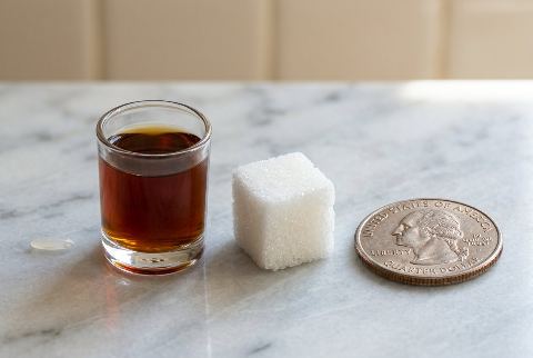 Sugar cube, in “What does 1 teaspoon of vanilla extract look like?”