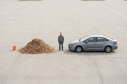 What does 5 cubic yards of wood chips look like?