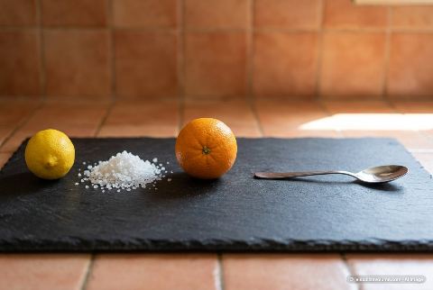 Coarse sea salt, in “What does 100 grams of coarse sea salt look like?”