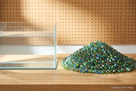 Fish tank, in “Fish tank vs 10,000 marbles”