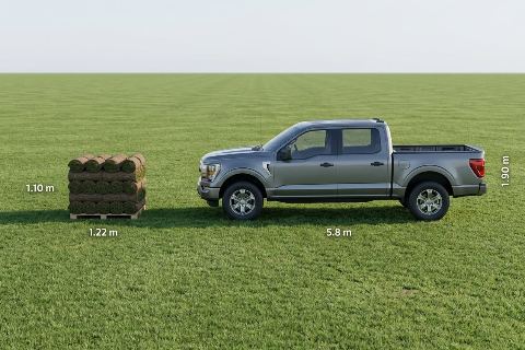 Sod pallet vs pickup truck: size comparison