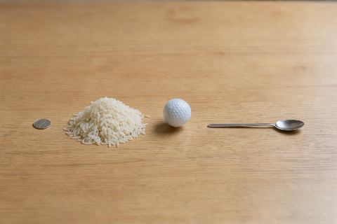 What does 150 grams of cooked white rice look like?