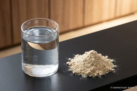 Whey protein powder, in “300 mL of water vs 40 g of whey protein powder”