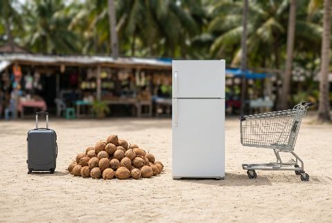 Carry-on suitcase, in “How many coconuts would fill a grocery cart?”