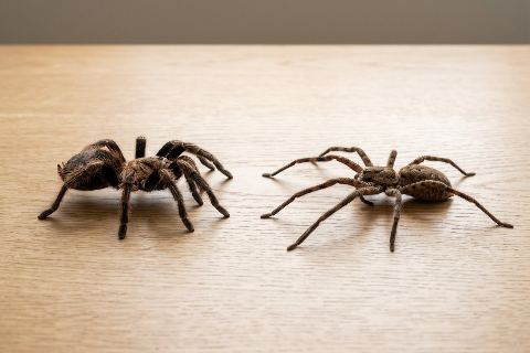 Tarantula vs huntsman spider: size comparison