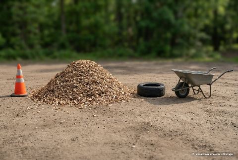 Wood chips, in “What does 2 cubic yards of wood chips look like?”