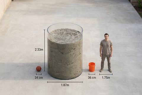 What does 7.1 cubic yards of ready-mix concrete look like?