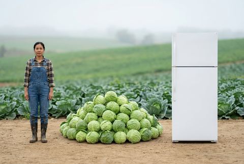 Refrigerator, in “What do 100 cabbages look like?”