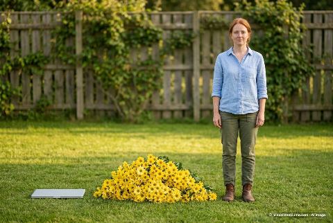 Laptop, in “What do 1,000 yellow daisies look like?”