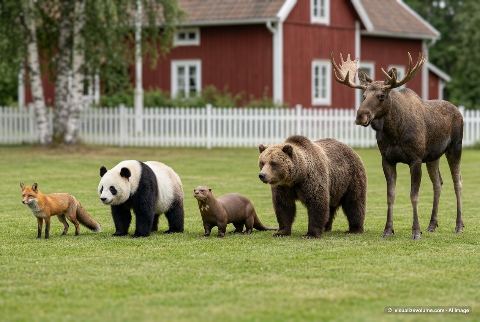 Giant otter, in “Fox vs giant panda vs giant otter vs grizzly bear vs moose”