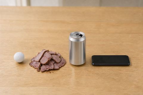 What does 150 grams of sliced roast beef look like?