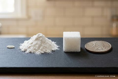 Sugar cube, in “What does 5 grams of baking powder look like?”
