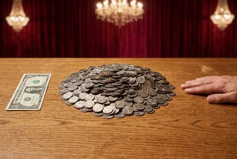 Human hand, in “What do 10,000 quarters look like?”