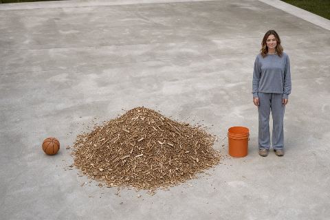 What does 1 cubic yard of wood chips look like?