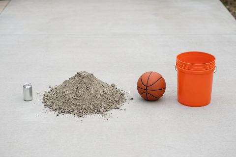 What does 120 pounds of dry concrete mix look like?