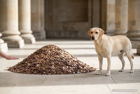 Human hand, in “What do 100,000 pennies look like?”