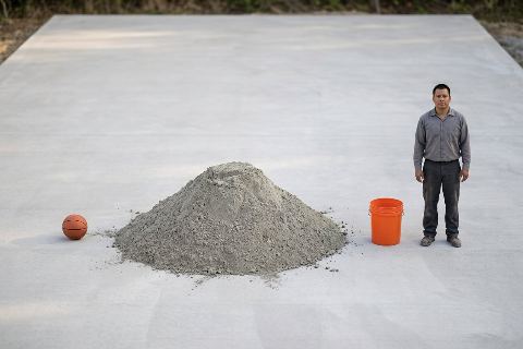What does 1.23 cubic yards of dry concrete mix look like?