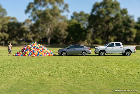 Sedan, in “What do 1,000 balloons look like?”