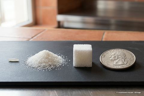 Sugar cube, in “What does 1 gram of granulated sugar look like?”