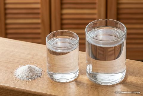 Electrolyte powder, in “16 g of electrolyte powder vs 16 fl oz of water vs 32 fl oz of water”