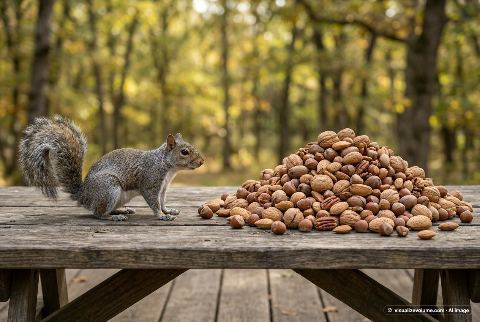 Mixed nuts, in “Western gray squirrel vs 25 lb of mixed nuts”
