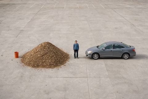 What does 10 cubic yards of wood chips look like?