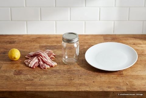 Bacon, in “What does 1 pound of bacon look like?”