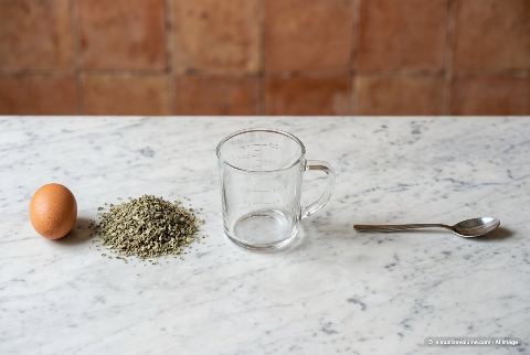 Dried oregano, in “What does 25 grams of dried oregano look like?”